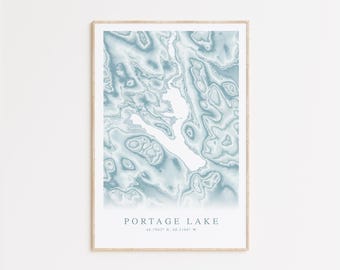 Portage Lake Maine Map Print, Map of Portage lake, Portage Lake Gift, Maine Lakes, Portage Lake Map Poster, Maine Gift