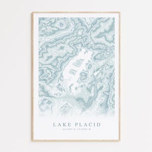 Impression de carte de Lake Placid New York, carte de Lake Placid New York, cadeau Lake Placid, impression de New York, art de la maison au bord du lac, décoration de maison de plage
