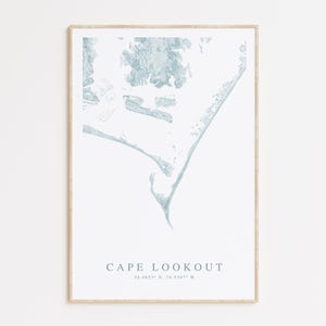 Cape Lookout North Carolina Map Print, Map of Cape Lookout, Cape Lookout Gift, North Carolina Map Poster, Carolina Coast, Beach House