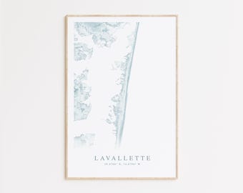 Lavallette New Jersey Map Print, Lavallette Poster, Barnegat Bay New Jersey Beach Home Gift, New Jersey Art, Beach House Decor