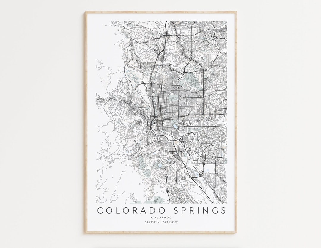 Colorado Springs Map Print, Colorado Springs Poster, Colorado Map Print
