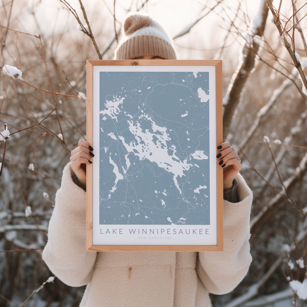 Lake Winnipesaukee Print Lake Winni Poster Minimalist Map Etsy