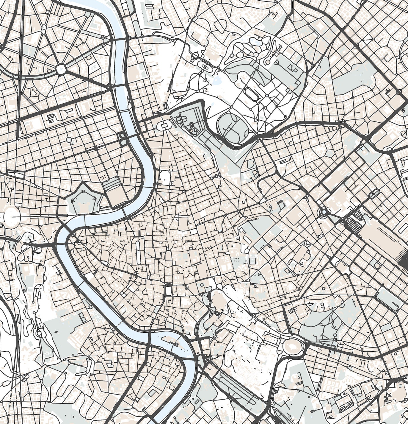 Rome Map Print, Map of Rome Poster, Rome Italy Street Map, Rome Map ...