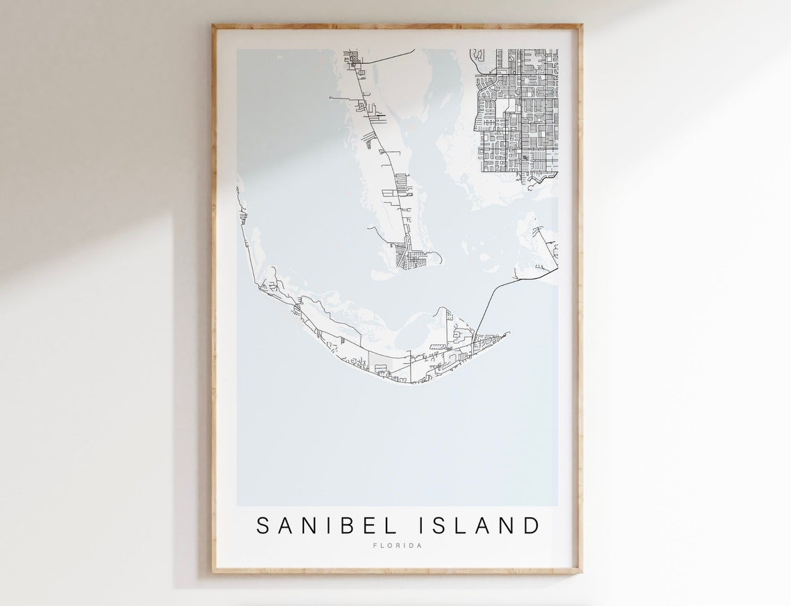 Sanibel Island Map Print, Florida Map Print, Sanibel Island Florida Poster, Sanibel Island Gift ...