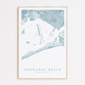 Impression de carte de New York de Rockaway Beach, carte de Rockaway Beach, cadeau de Long Island, Long Island NY, art de Long Island, décoration de maison de plage