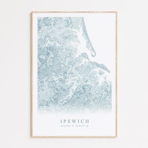 Impression de carte Ipswich Massachusetts, cadeau Ipswich MA, North Shore MA, carte de Plum Island, décoration maison de plage, art mural plage, art mural côtier