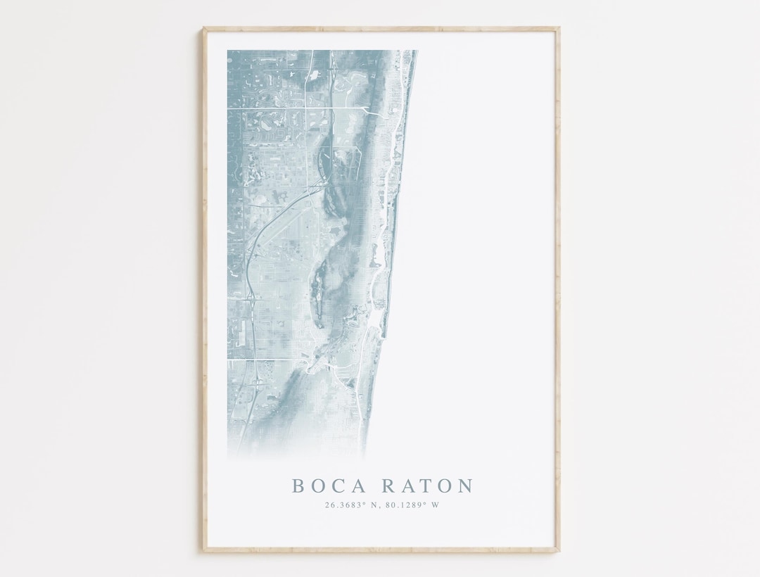 Boca Raton Florida Map Print, Map of Boca Raton Florida, Florida Beach ...