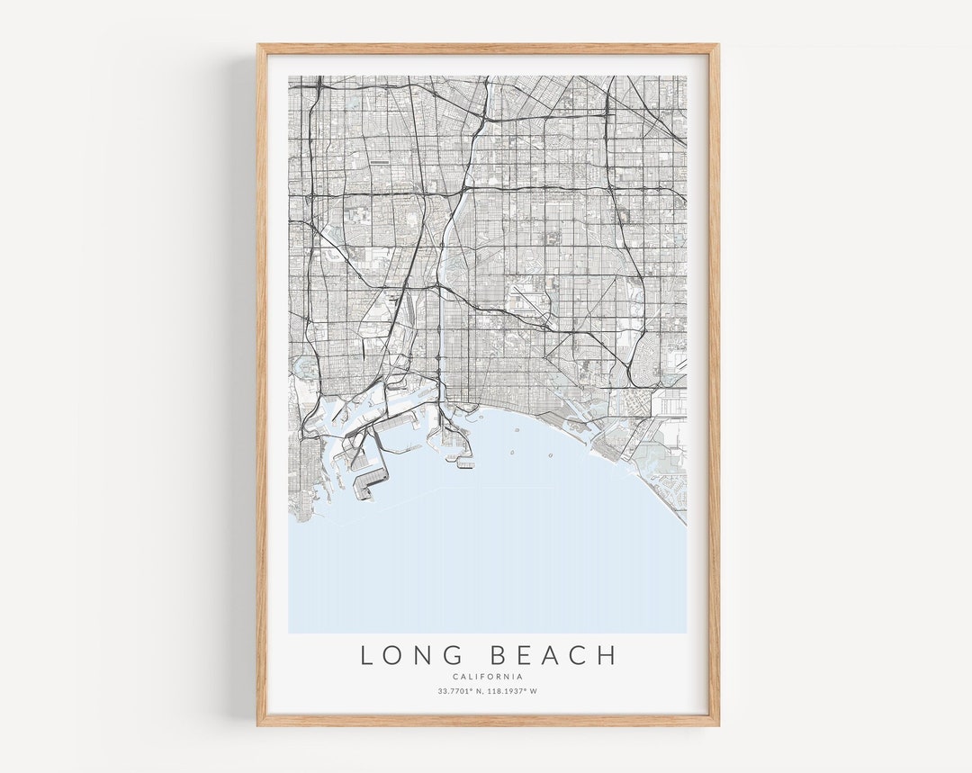 Long Beach Map Print, Long Beach California Poster, Map of Long Beach