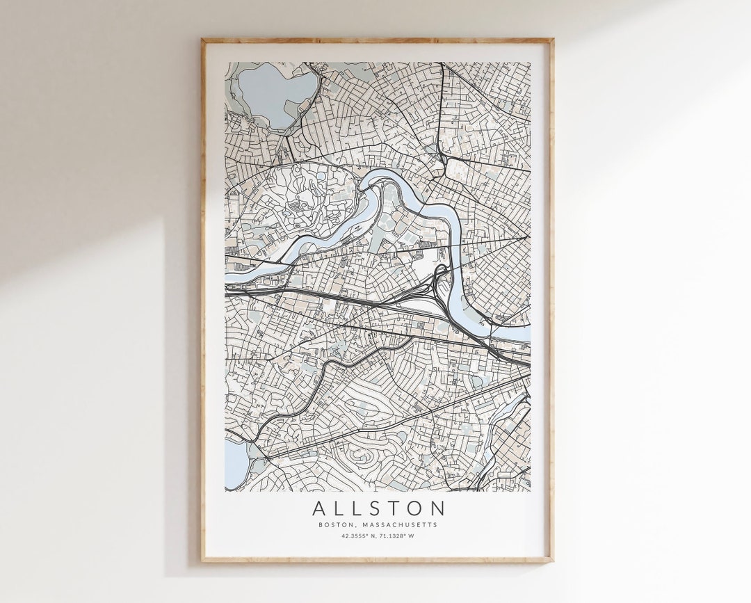 Allston Map Print, Allston Neighborhoods Map Print