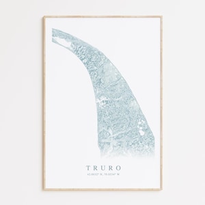 Impression de carte de Truro, affiche de carte de Cape Cod, cadeau de Truro, affiche de carte du Massachusetts, art de Cape Cod, décoration de maison de plage, art de Cape Cod