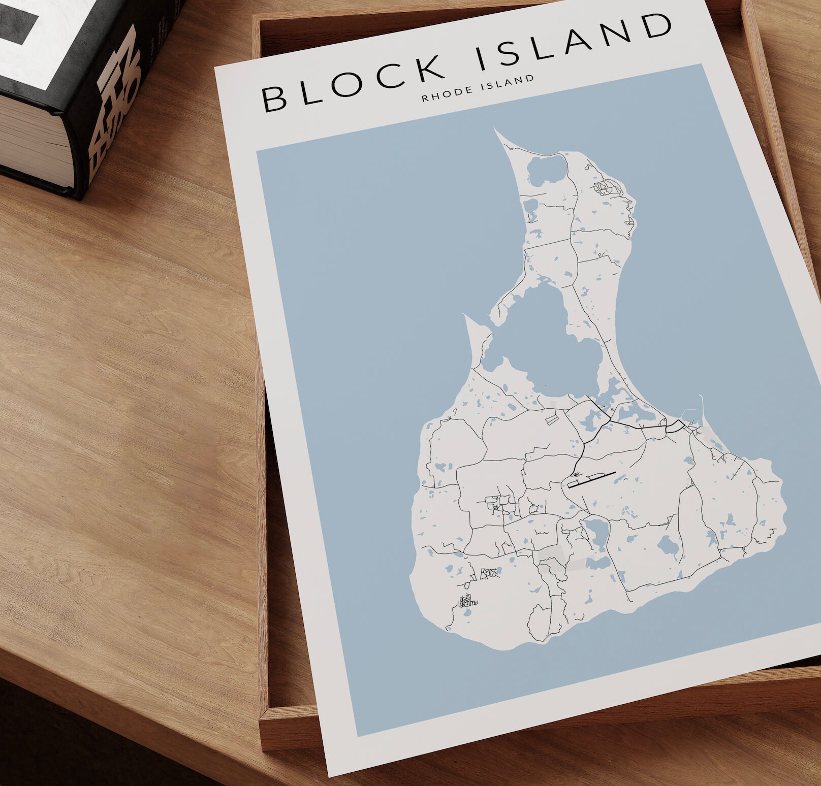Block Island Map Print, Rhode Island Map Print, Block Island Rhode