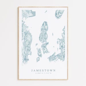 Impression de carte de Jamestown Rhode Island, affiche de carte de Jamestown, cadeau Jamestown, art du Rhode Island, décoration de maison de plage, art mural plage, décoration d'été
