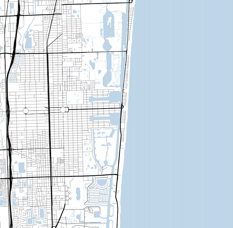 Hollywood Florida Map Print Hollywood - Il 794xN.5887823129 Bo6j 