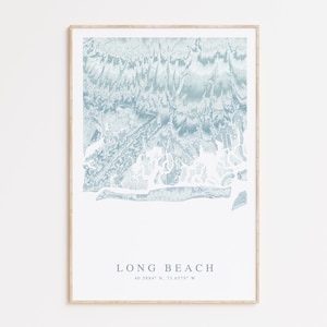 Impression de carte de Long Beach New York, carte de Long Beach, cadeau Long Island, Long Island NY, art de Long Island, décoration de maison de plage, cadeau Long Beach