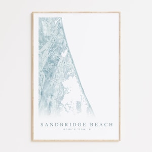 Impression de carte de Virginie de Sandbridge Beach, carte de Sandbridge Beach, art de la baie de Chesapeake, art mural côtier, cadeau de Virginia Beach