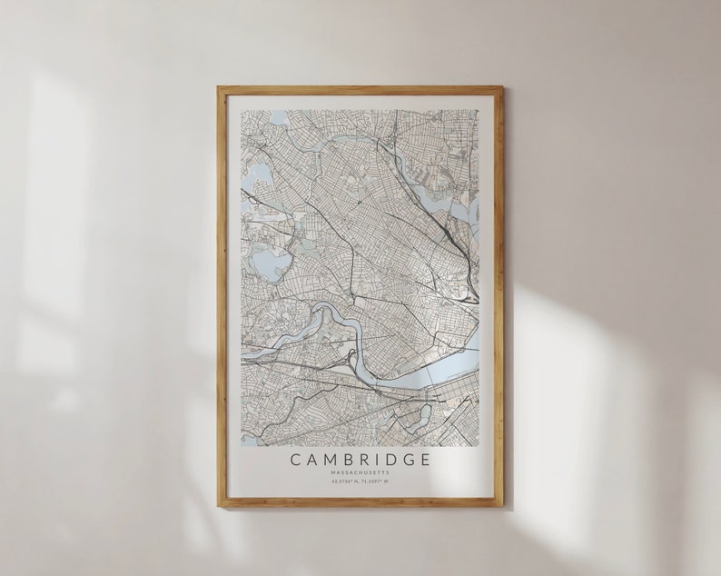 Cambridge Map Print Cambridge Poster Boston Map Print Etsy