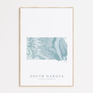 Impression de carte de l'État du Dakota du Sud, affiche du Dakota du Sud, carte du Dakota du Sud, cadeau du Dakota du Sud, affiche de carte SD Pierre, cadeau Pierre