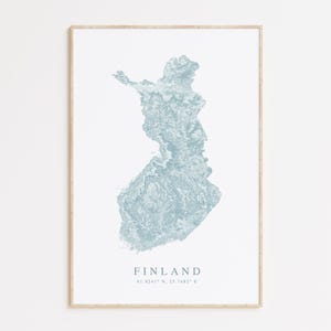 Impression de carte de la Finlande, affiche de la Finlande, Helsinki Finlande, cadeau Finlande, art finlandais, Laponie finlandaise, carte de la Finlande, cadeau Finlande
