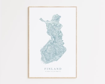 Finland Map Print, Finland Poster, Helsinki Finland, Finland Gift, Finland Art, Lapland Finnland, Map of Finland, Finland Gift