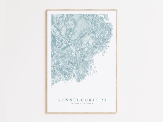 Kennebunkport Maine Map Print, Map of Kennebunk Maine, Maine Beach Home Gift, Maine Wall Art, Beach House Decor, Maine Gift, New England Art