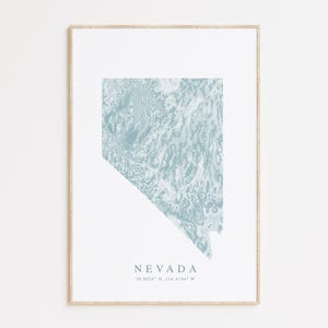 Impression de carte de l'État du Nevada, affiche du Nevada, carte du Nevada, cadeau du Nevada, Las Vegas NV, affiche de carte de Las Vegas, cadeau du Nevada, carte de Reno Nevada