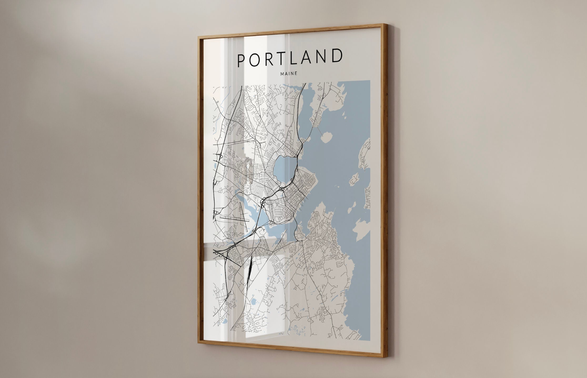 Portland Maine Map Print, Map of Portland, Maine Wall Art, Portland Map Poster, Maine Wall Decor