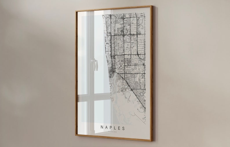 Naples Florida Map Print, Naples Wall Art, Naples Poster, Naples