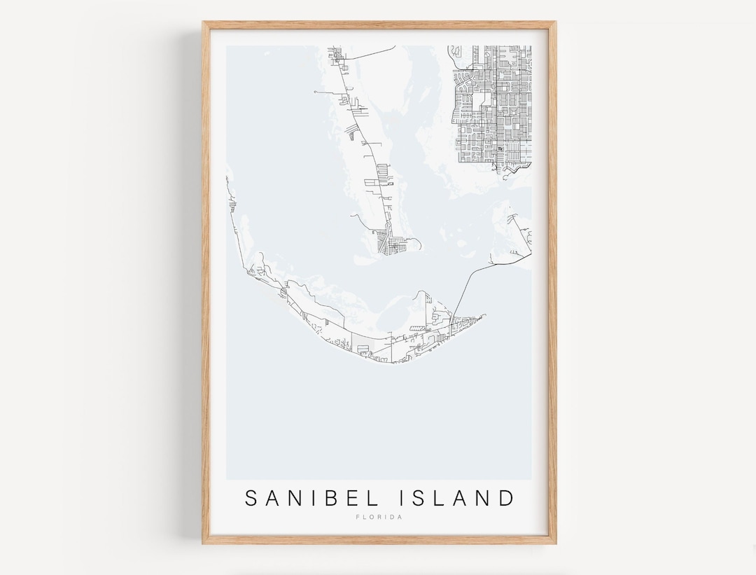 Sanibel Island Map Print, Florida Map Print, Sanibel Island Florida ...
