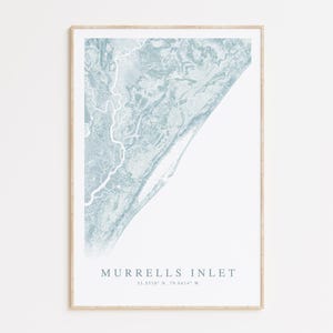 Impression de carte de Murrells Inlet, carte de Murrells Inlet en Caroline du Sud, cadeau de Murrells Inlet Island, art de la Caroline du Sud, décoration de maison de plage