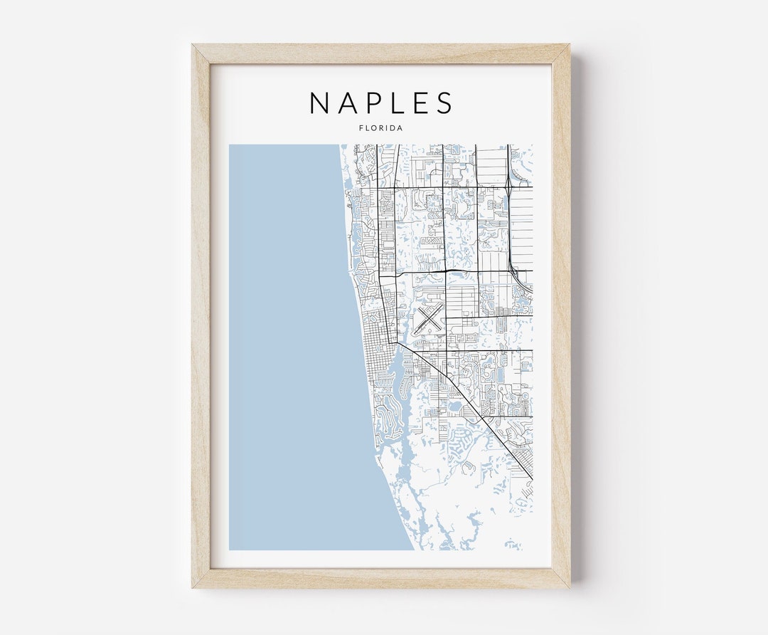 Naples Florida Map Print, Naples Wall Art, Naples Poster, Naples Florida Decor, Coastal Wall Art