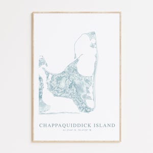 Affiche de carte de l'île Chappaquiddick, décor de carte Martha's Vineyard, cadeau Martha's Vineyard, affiche Cape Cod, art mural côtier