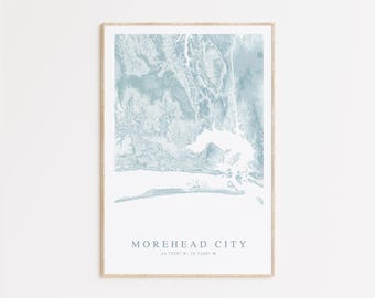 Morehead City North Carolina Map Print, Map of Morehead City, Morehead Gift, North Carolina Map Poster, Carolina Coast, Beach House