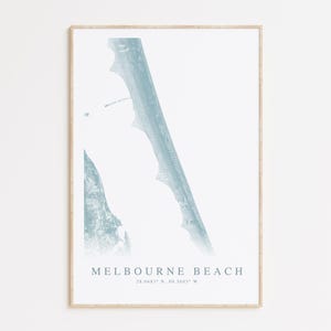 Impression de carte de Melbourne Beach en Floride, art de la carte de Melbourne, cadeau de la Floride, Melbourne Beach en Floride, art mural de Melbourne en Floride, art mural côtier
