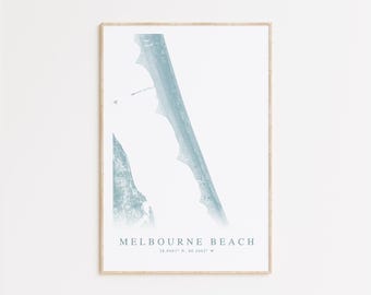 Melbourne Beach Florida Map Print, Melbourne Map Art, Florida Gift, Melbourne Beach Florida, Melbourne Florida Wall Art, Coastal Wall Art