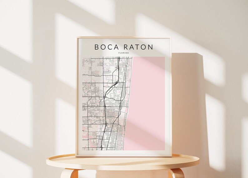 Boca Raton Florida Map Print, Boca Raton Poster, Florida Decor, Florida ...