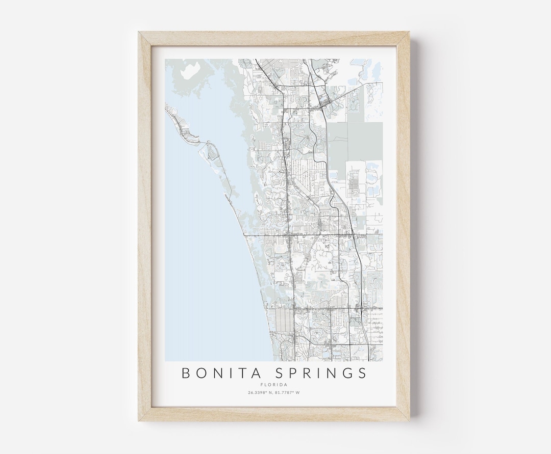 Bonita Springs Map Print, Florida Map Print, Bonita Springs Poster, Bonita Springs Gift, Bonita