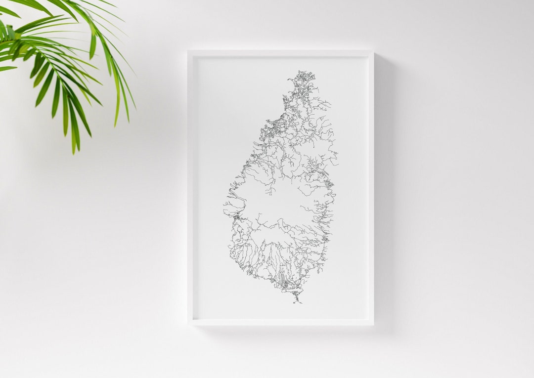 Saint Lucia Map Print | Saint Lucia Poster | Caribbean Road Map | St ...