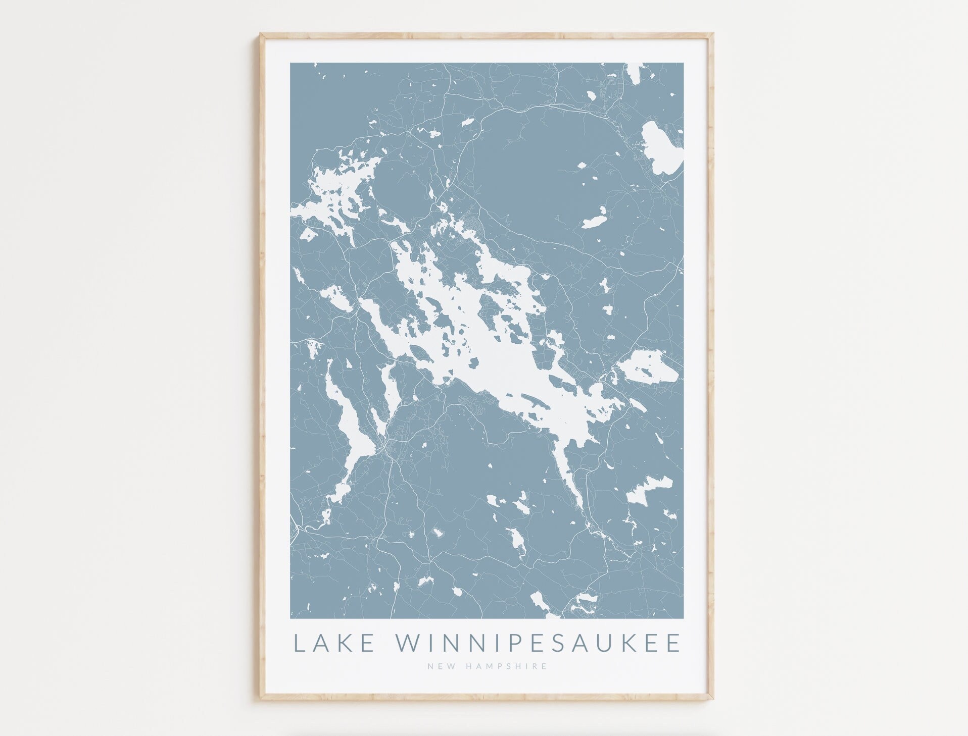 Lake Winnipesaukee Print Lake Winni Poster Minimalist Map Etsy
