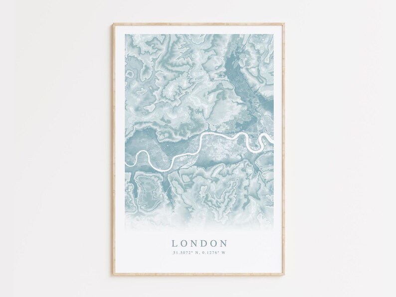 london map poster in wood frame