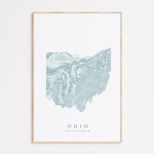 Ohio Map Print, Ohio State Map Poster, Ohio Home Gift, Ohio Art, Map of Ohio, Coastal Wall Art, Ohio Gift Map, Columbus Ohio, Cleveland Ohio
