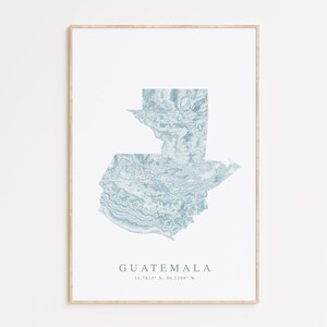 Guatemala Map Print, Map of Guatemala, Central America Gift, Guatemala Wall Art, Beach House Decor, Guatemala Gift, Guatemala Art