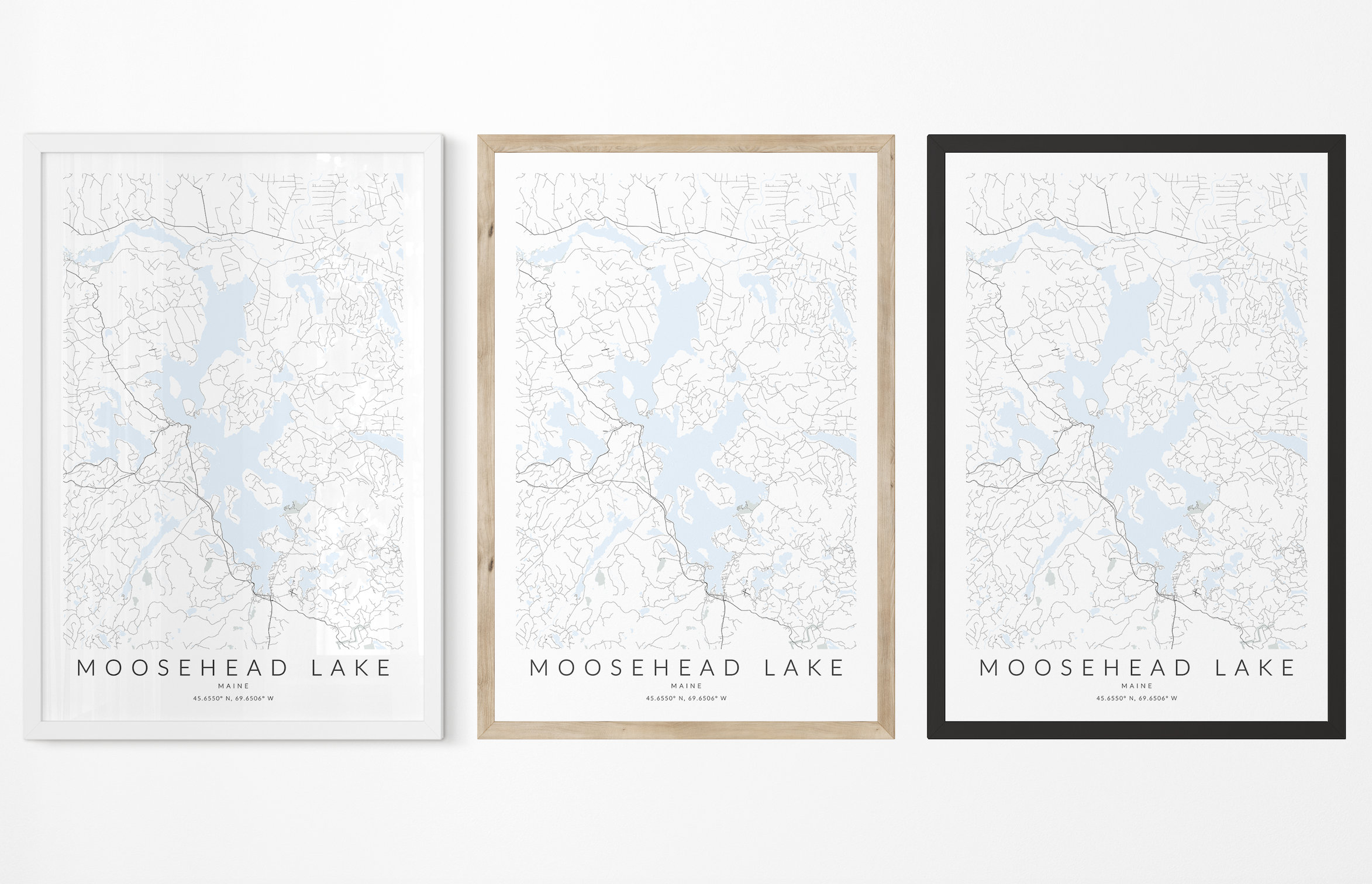 Moosehead Lake Maine Map Print, Map of Moosehead Lake, Moosehead Lake