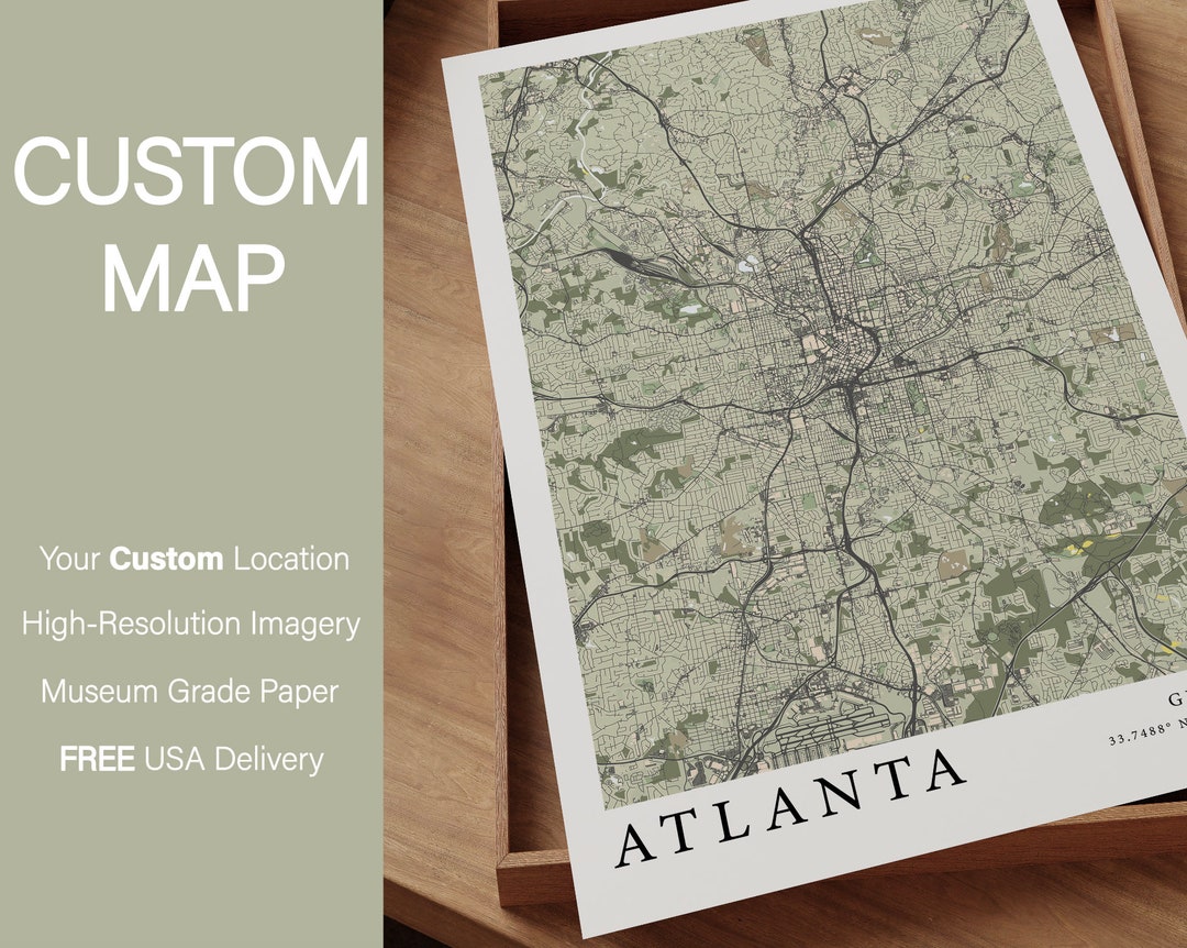 Custom Map Print, Any City Map, Custom Locations, Personalized Map ...