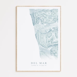 Impresión de mapa de Del Mar, California, regalo para el hogar de California, regalo de Del Mar, regalo de California, decoración de casa de playa, arte mural playero, arte mural de California