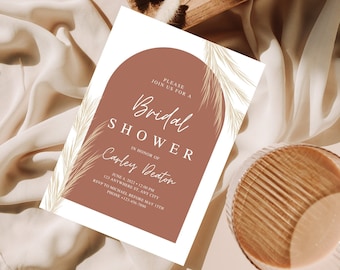 Boho Bridal Shower Invitation | Editable Canva Template | Digital Download