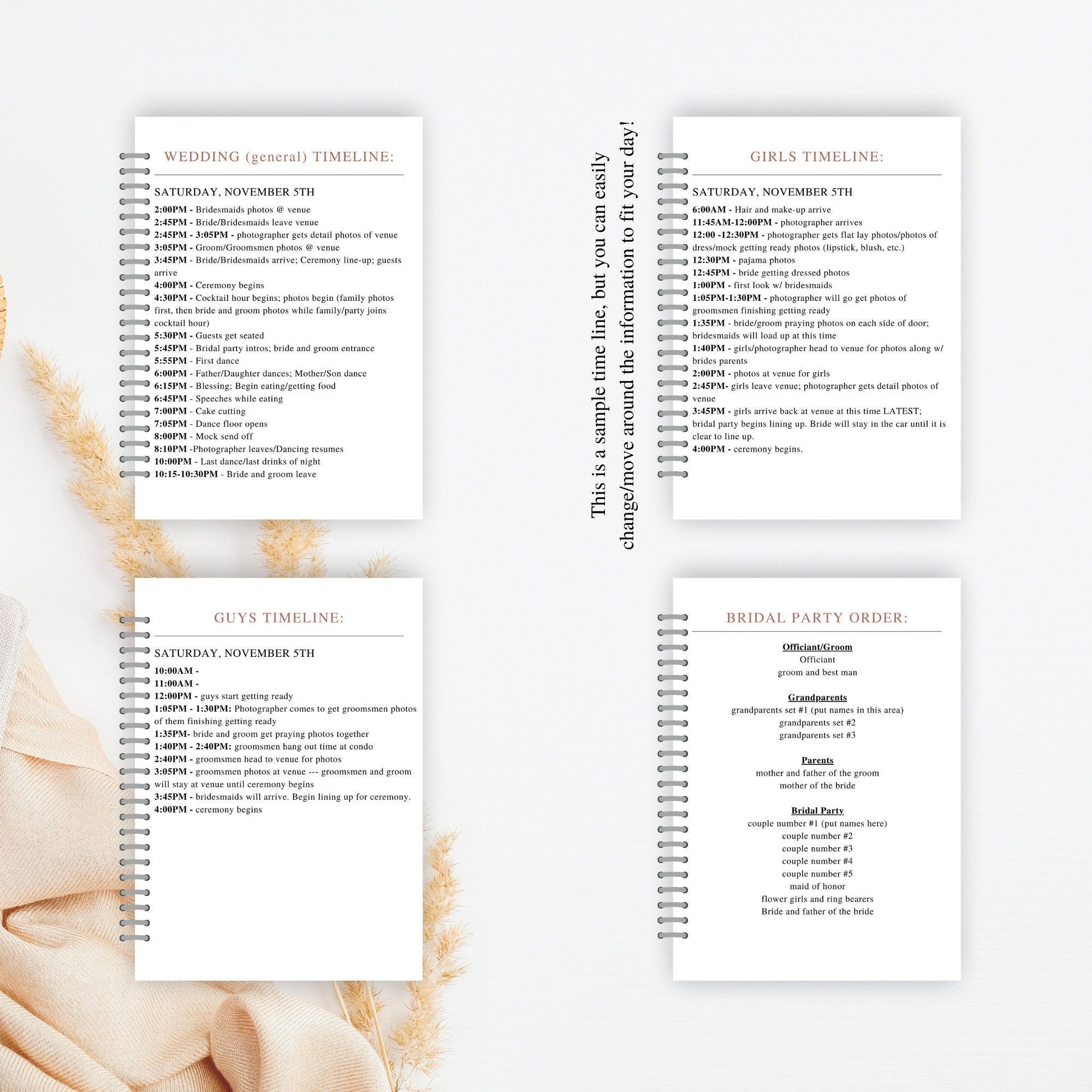 Customizable Wedding Binder CANVA Template Wedding Timeline