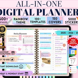 DE BESTE alles-in-één digitale planner 2025, 2026, 2027, digitale planner, digitaal dagboek, sjabloon voor digitale goodnotes, wekelijkse, dagelijkse planner