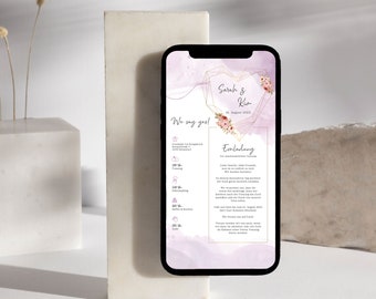 Digital | Save the Date | Hochzeit | Einladung | Wedding | Personalisiert | Modern | Aquarell | Whatsapp