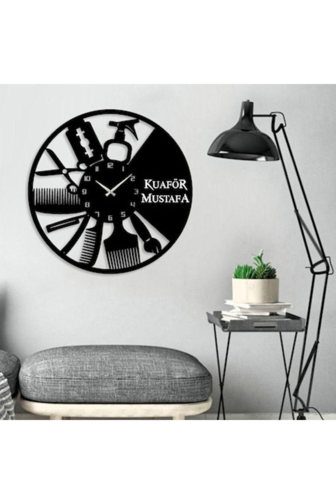 Hairdresser Barber Clock Wooden Wall Clock Hairdresser Wall Etsy