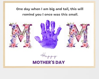 Mother's Day Mom Handprint Art, Mothers Day Craft Activity,  Mothers Day Gift Card, Mother's Day Handprint Keepsake Gift, Craft for Mom